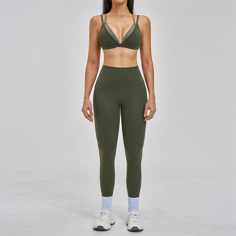 Two-Piece Breathable Sports Bra High Waisted Leggings